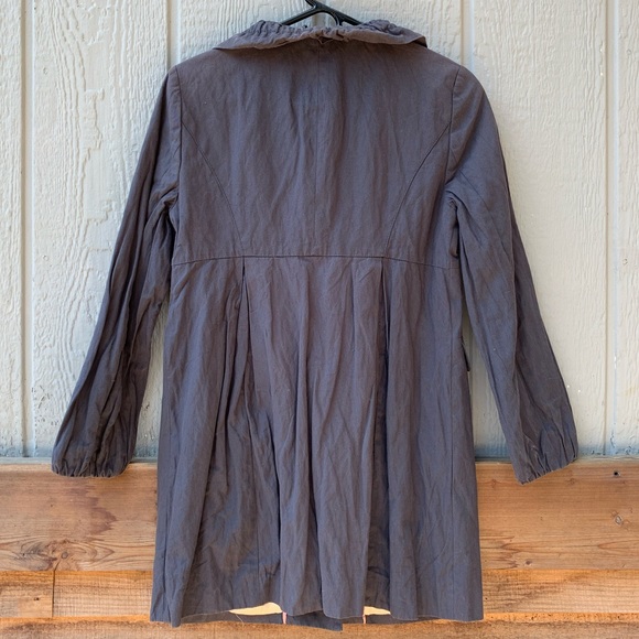 LOFT button up high collar satin lined trench coat - Picture 5 of 16